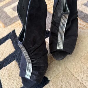 Guess Black Heels with Silver Rhinestone Accent
